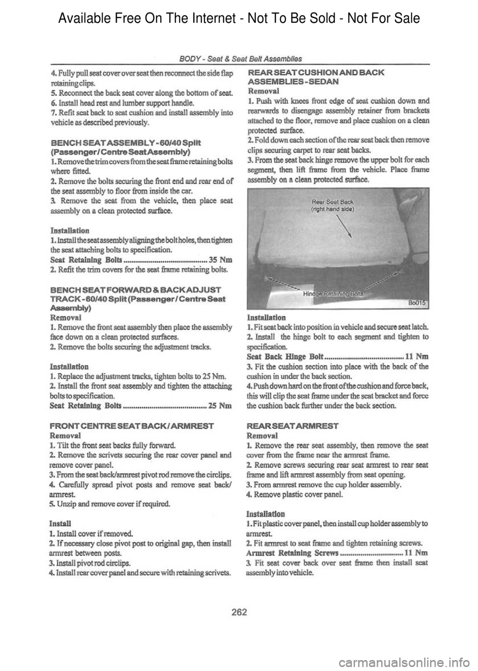 FORD FALCON 1998  Workshop Manual  Available Free On The Internet - Not To Be Sold - Not For Sale    