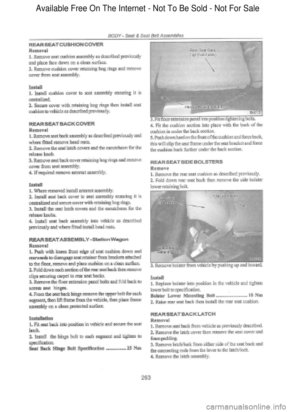 FORD FALCON 1998  Workshop Manual  Available Free On The Internet - Not To Be Sold - Not For Sale    