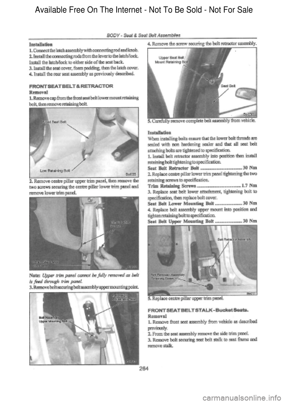 FORD FALCON 1998  Workshop Manual  Available Free On The Internet - Not To Be Sold - Not For Sale    