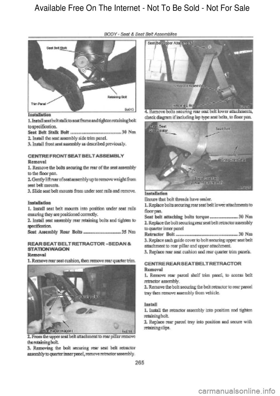 FORD FALCON 1998  Workshop Manual  Available Free On The Internet - Not To Be Sold - Not For Sale    