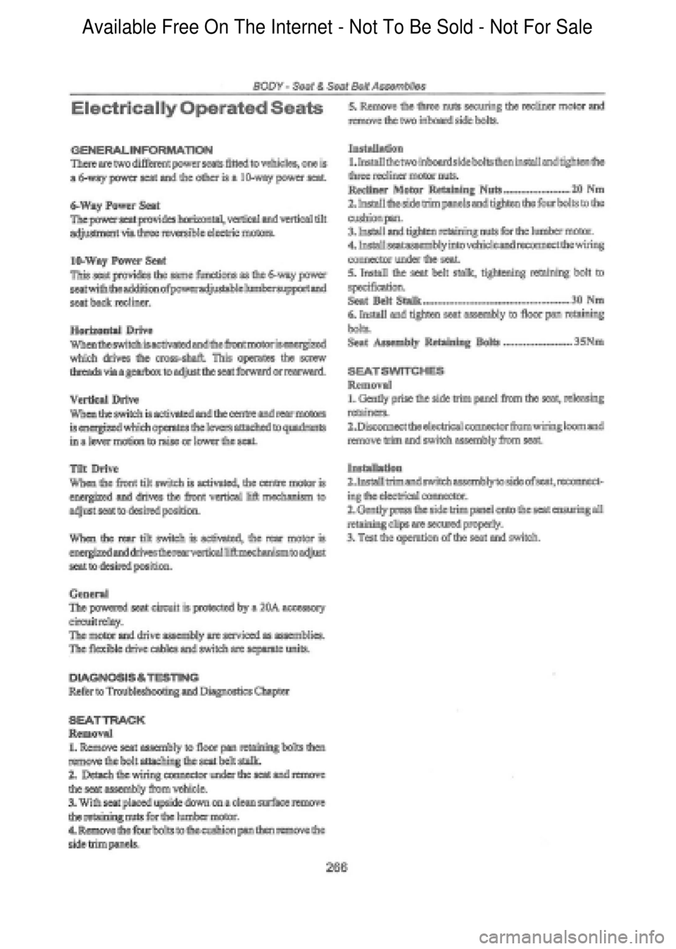 FORD FALCON 1998  Workshop Manual  Available Free On The Internet - Not To Be Sold - Not For Sale    