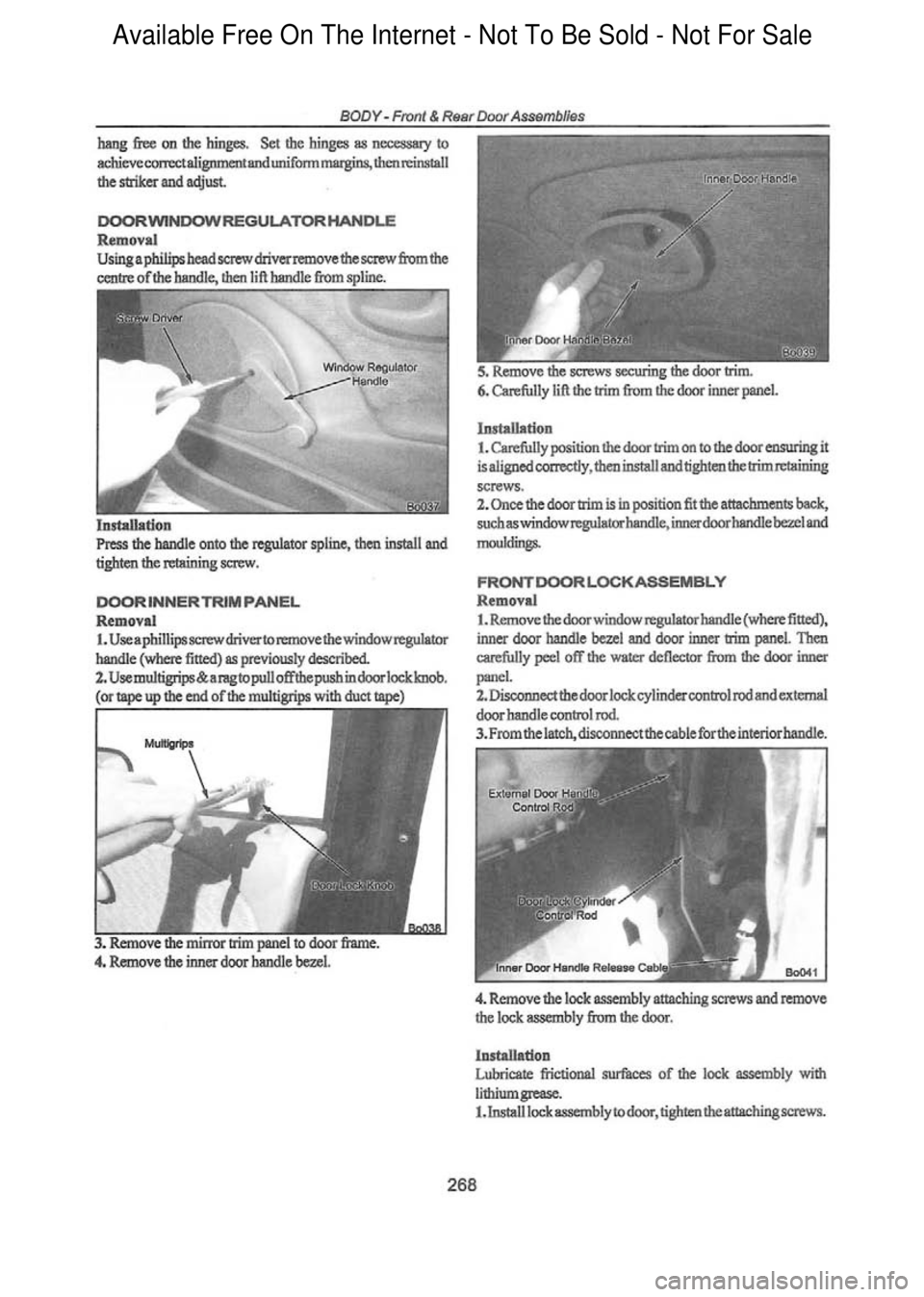 FORD FALCON 1998  Workshop Manual  Available Free On The Internet - Not To Be Sold - Not For Sale    