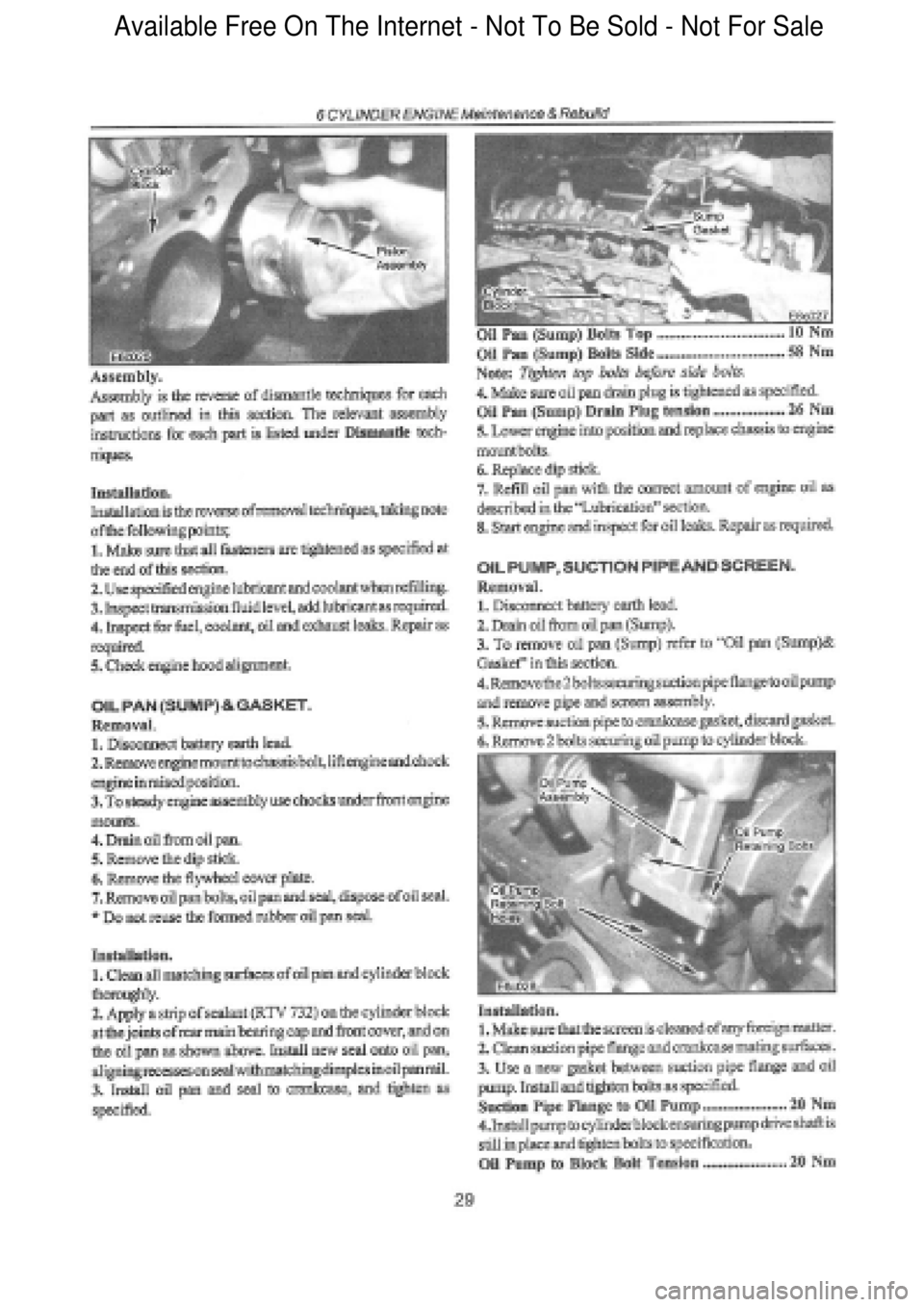 FORD FALCON 1998  Workshop Manual  Available Free On The Internet - Not To Be Sold - Not For Sale    