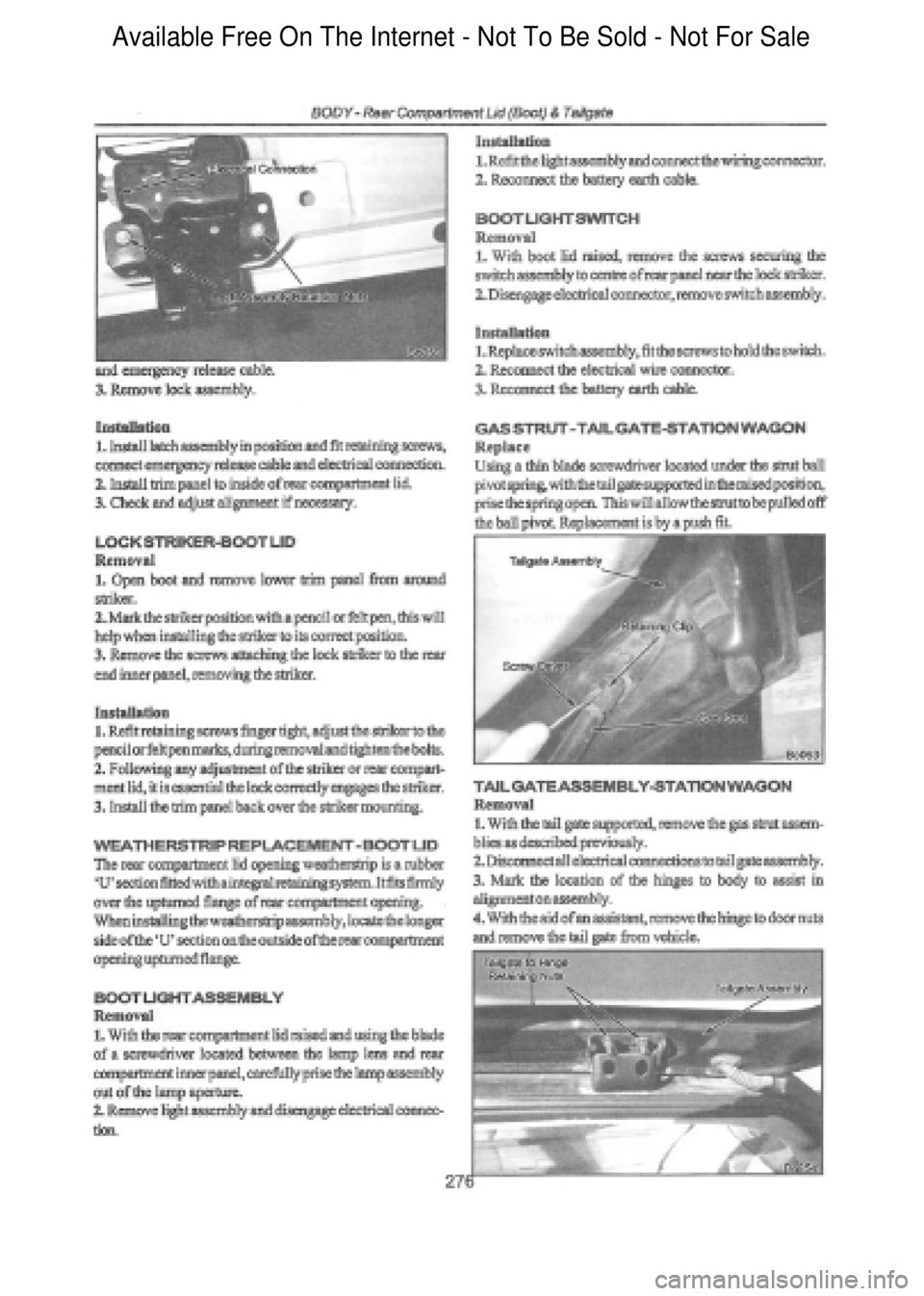 FORD FALCON 1998  Workshop Manual  Available Free On The Internet - Not To Be Sold - Not For Sale    