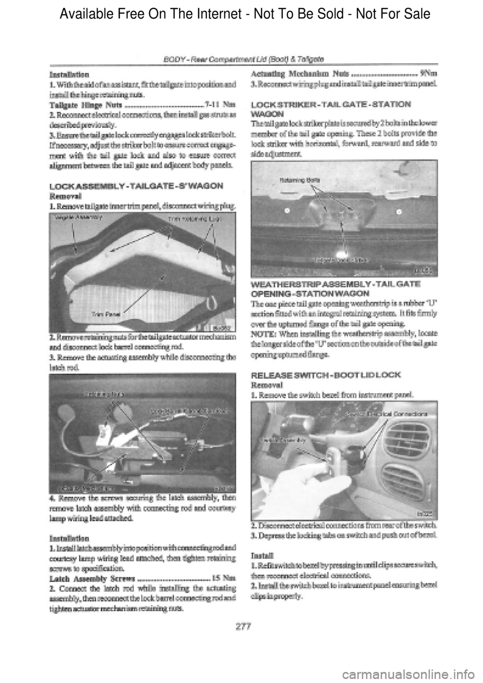 FORD FALCON 1998  Workshop Manual  Available Free On The Internet - Not To Be Sold - Not For Sale    
