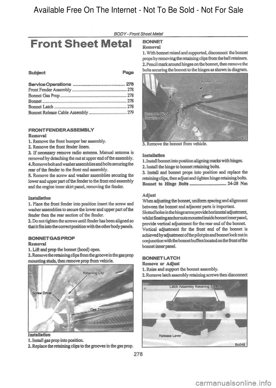 FORD FALCON 1998  Workshop Manual  Available Free On The Internet - Not To Be Sold - Not For Sale    