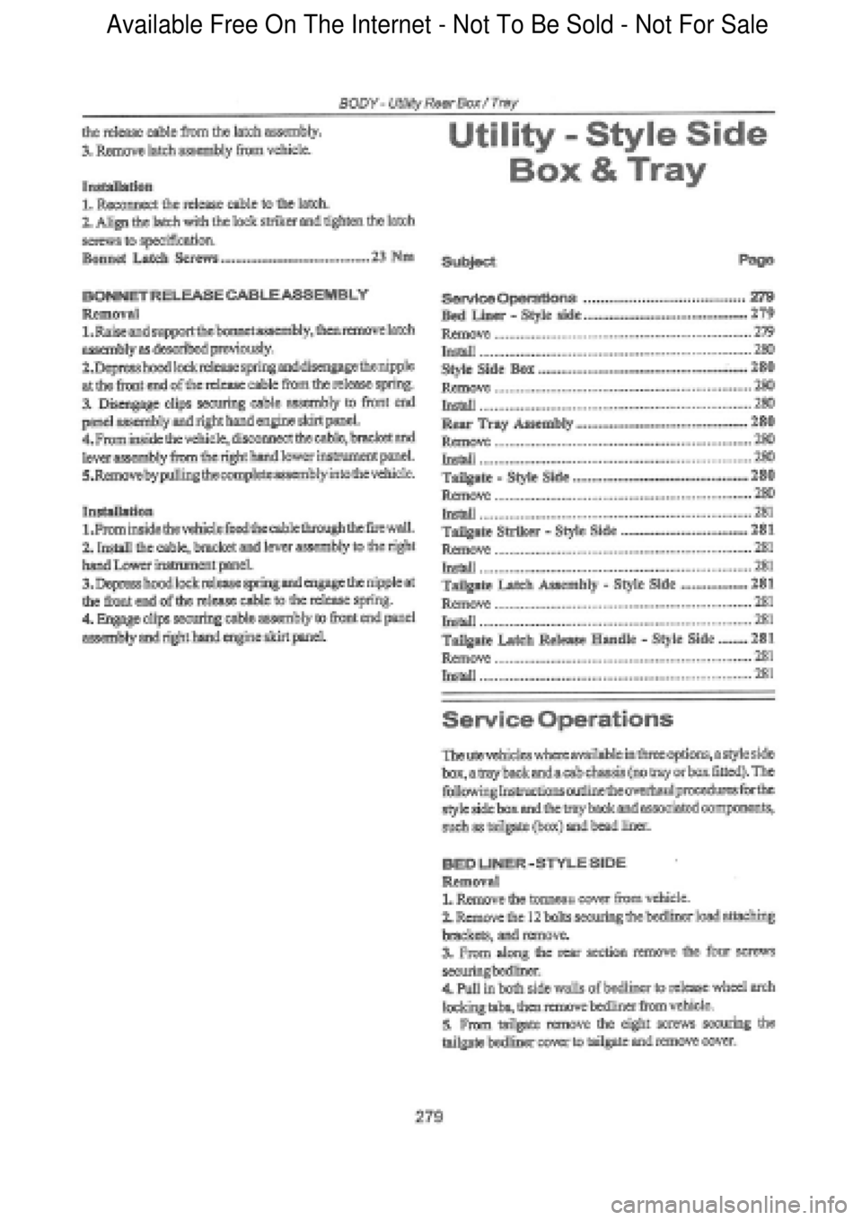 FORD FALCON 1998  Workshop Manual  Available Free On The Internet - Not To Be Sold - Not For Sale    
