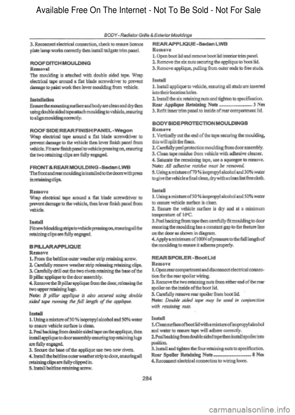 FORD FALCON 1998  Workshop Manual  Available Free On The Internet - Not To Be Sold - Not For Sale    