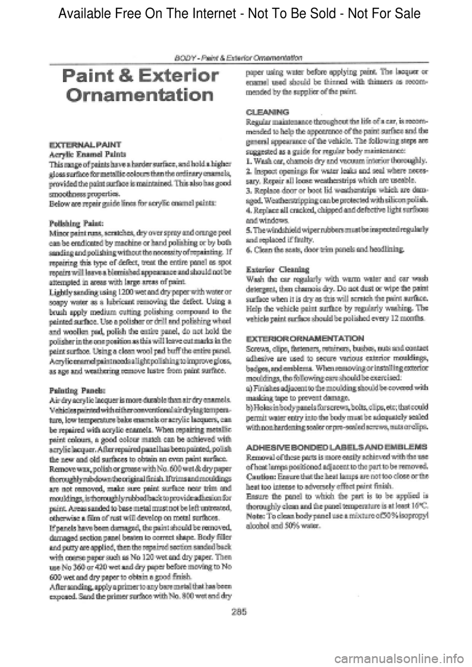 FORD FALCON 1998  Workshop Manual  Available Free On The Internet - Not To Be Sold - Not For Sale    