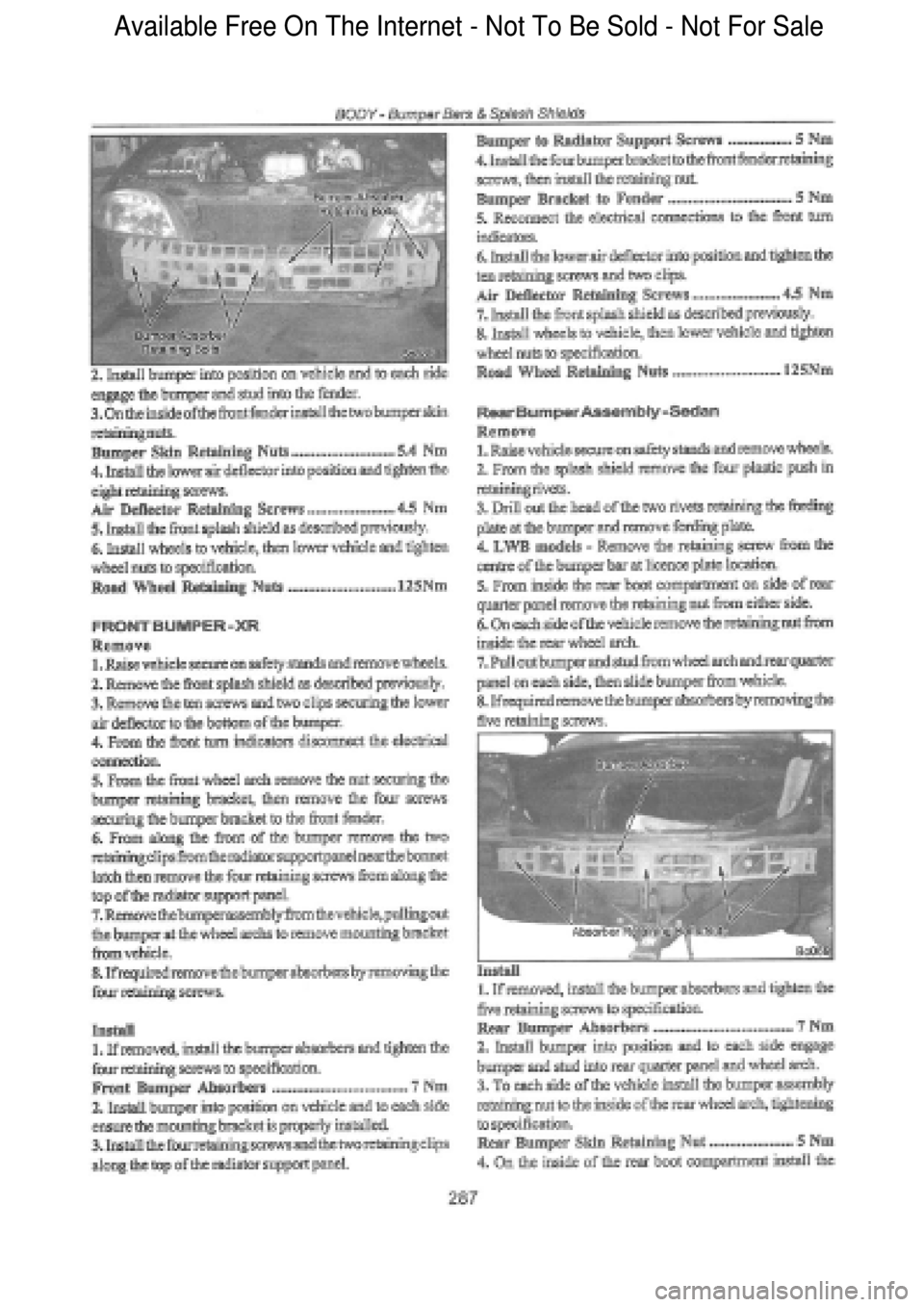 FORD FALCON 1998  Workshop Manual  Available Free On The Internet - Not To Be Sold - Not For Sale 
Available Free On The Internet - Not To Be Sold - Not For Sale    