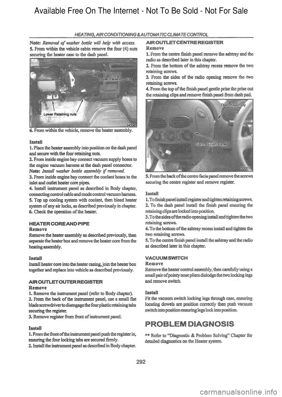 FORD FALCON 1998  Workshop Manual  Available Free On The Internet - Not To Be Sold - Not For Sale    