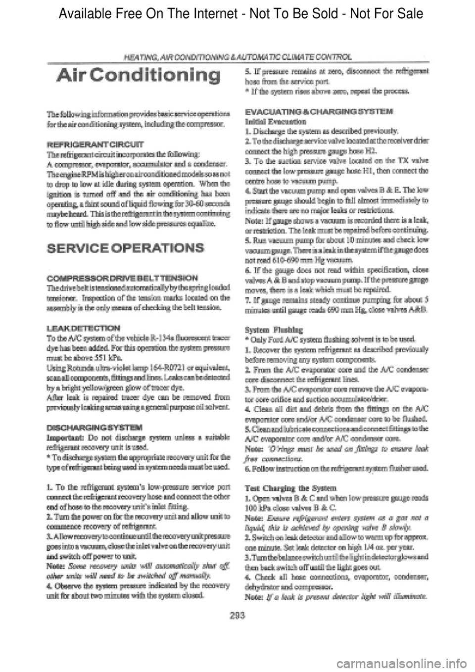 FORD FALCON 1998  Workshop Manual  Available Free On The Internet - Not To Be Sold - Not For Sale    