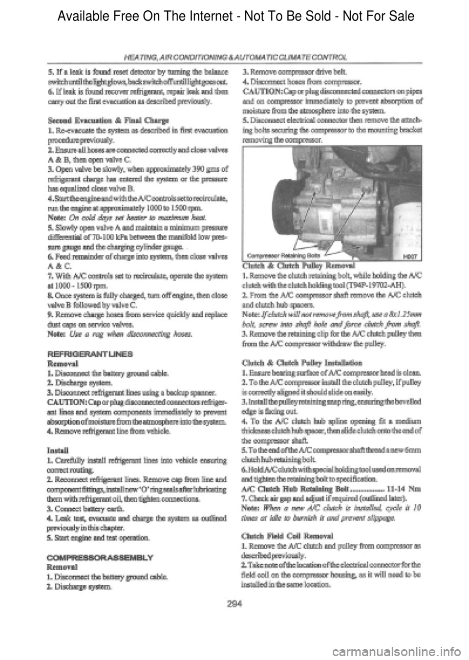FORD FALCON 1998  Workshop Manual  Available Free On The Internet - Not To Be Sold - Not For Sale    