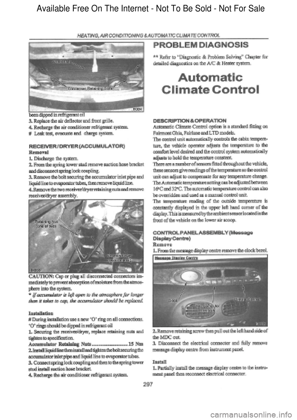 FORD FALCON 1998  Workshop Manual  Available Free On The Internet - Not To Be Sold - Not For Sale    