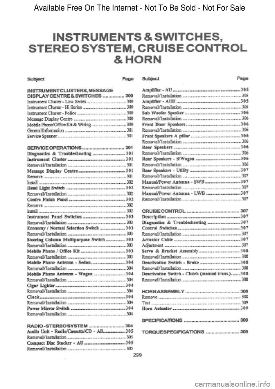 FORD FALCON 1998  Workshop Manual  Available Free On The Internet - Not To Be Sold - Not For Sale    