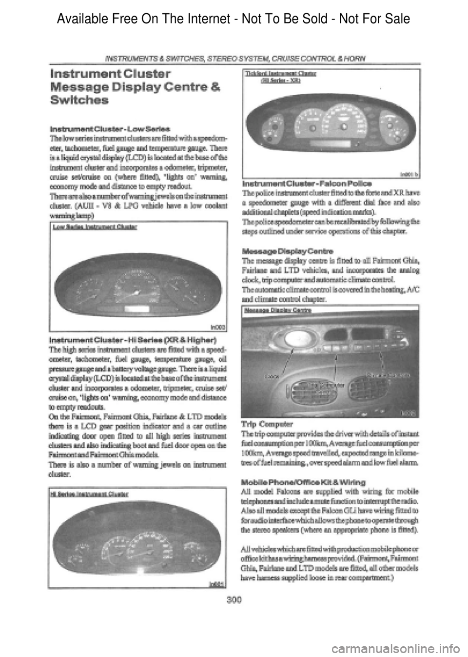 FORD FALCON 1998  Workshop Manual  Available Free On The Internet - Not To Be Sold - Not For Sale    