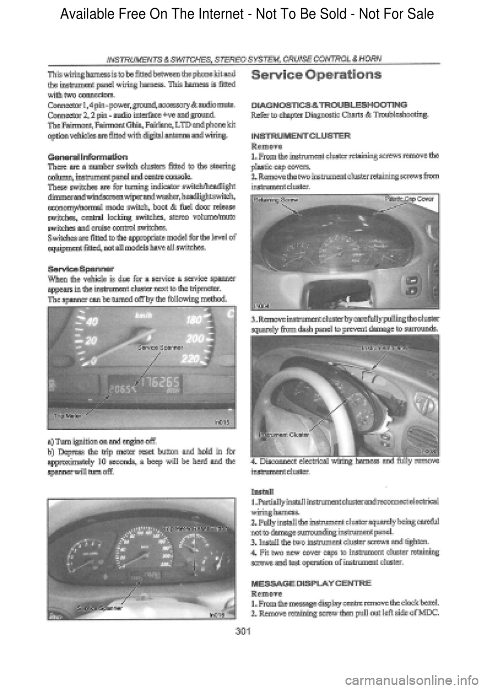 FORD FALCON 1998  Workshop Manual  Available Free On The Internet - Not To Be Sold - Not For Sale    