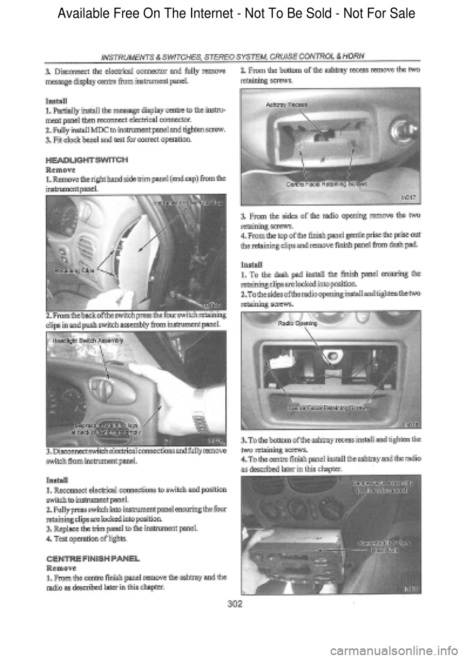 FORD FALCON 1998  Workshop Manual  Available Free On The Internet - Not To Be Sold - Not For Sale    