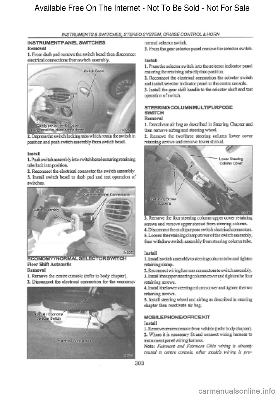 FORD FALCON 1998  Workshop Manual  Available Free On The Internet - Not To Be Sold - Not For Sale    