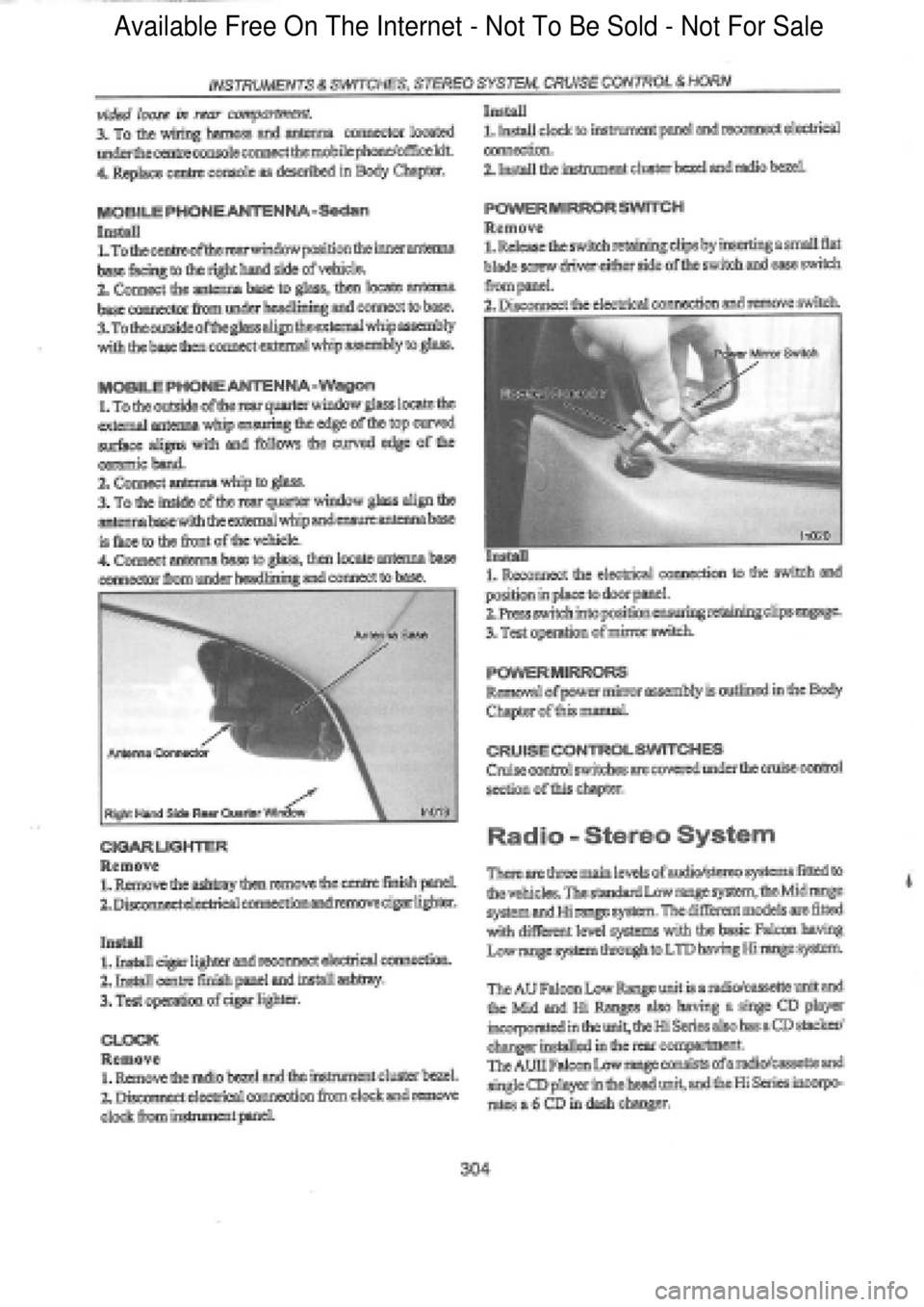 FORD FALCON 1998  Workshop Manual  Available Free On The Internet - Not To Be Sold - Not For Sale    
