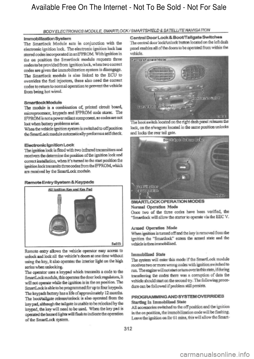 FORD FALCON 1998  Workshop Manual  Available Free On The Internet - Not To Be Sold - Not For Sale    
