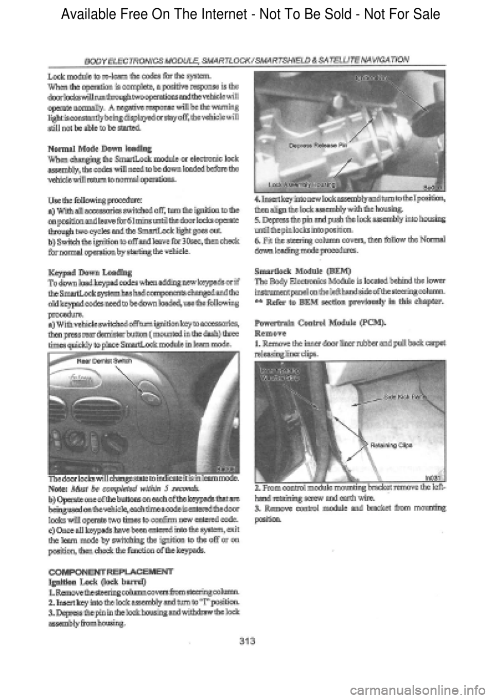 FORD FALCON 1998  Workshop Manual  Available Free On The Internet - Not To Be Sold - Not For Sale    
