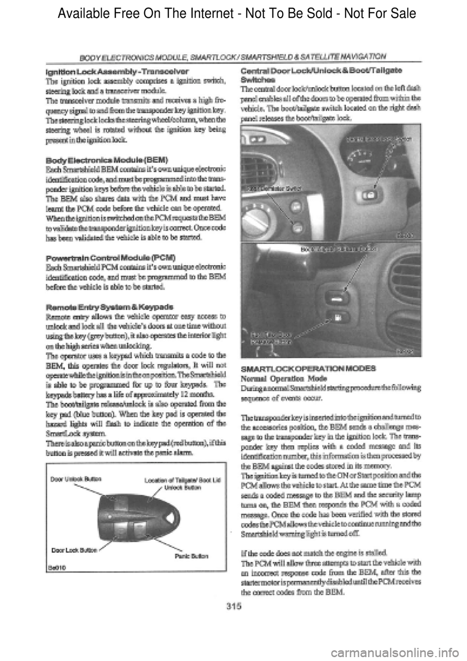 FORD FALCON 1998  Workshop Manual  Available Free On The Internet - Not To Be Sold - Not For Sale    