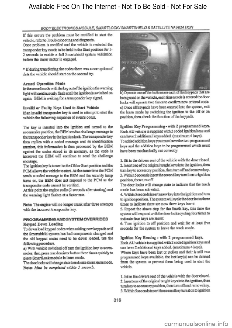 FORD FALCON 1998  Workshop Manual  Available Free On The Internet - Not To Be Sold - Not For Sale    