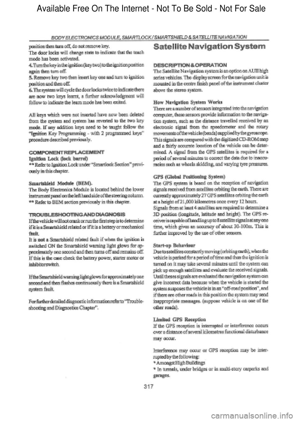 FORD FALCON 1998  Workshop Manual  Available Free On The Internet - Not To Be Sold - Not For Sale    