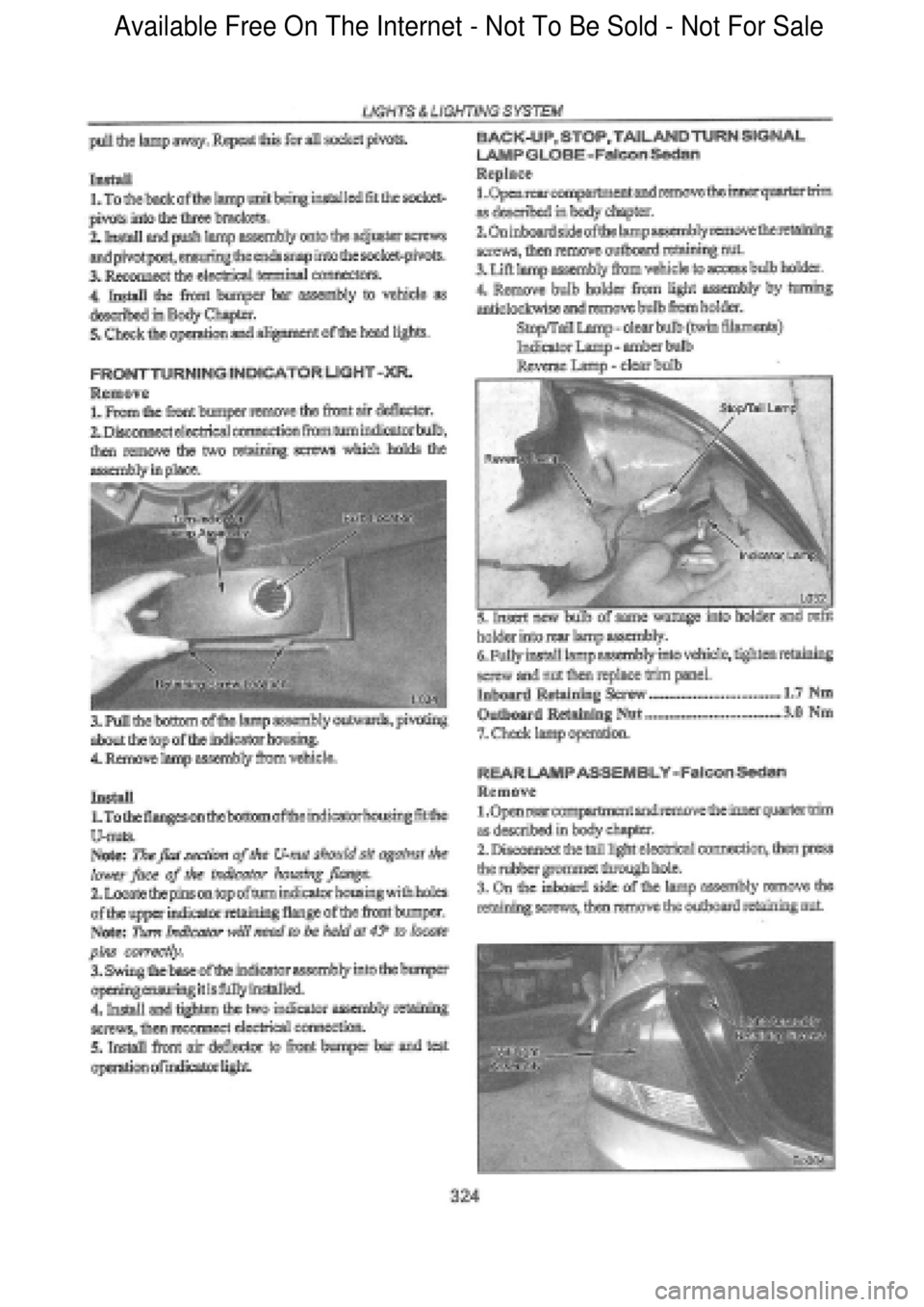 FORD FALCON 1998  Workshop Manual  Available Free On The Internet - Not To Be Sold - Not For Sale    