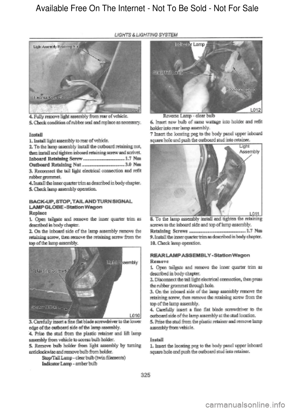 FORD FALCON 1998  Workshop Manual  Available Free On The Internet - Not To Be Sold - Not For Sale    
