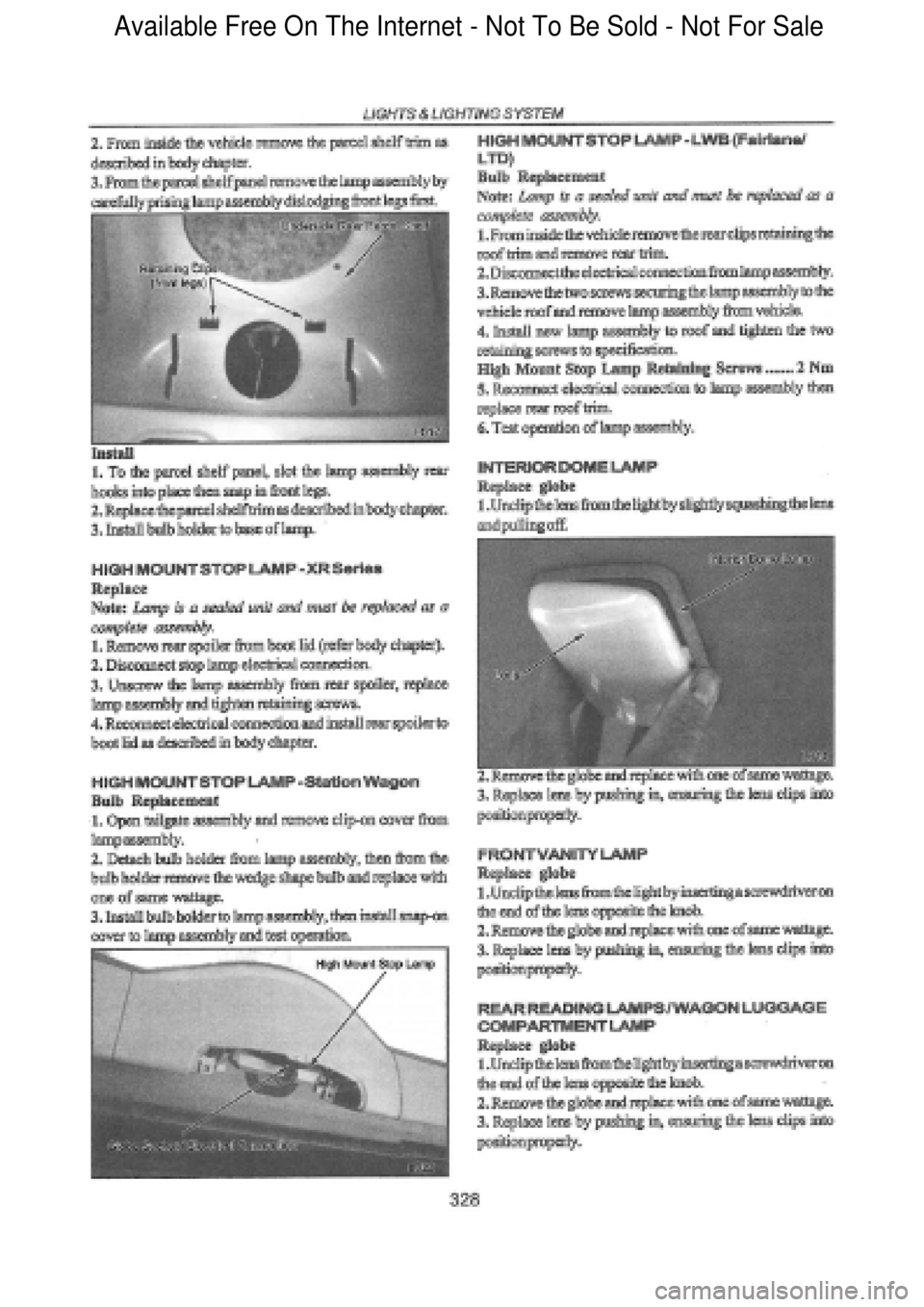 FORD FALCON 1998  Workshop Manual  Available Free On The Internet - Not To Be Sold - Not For Sale    