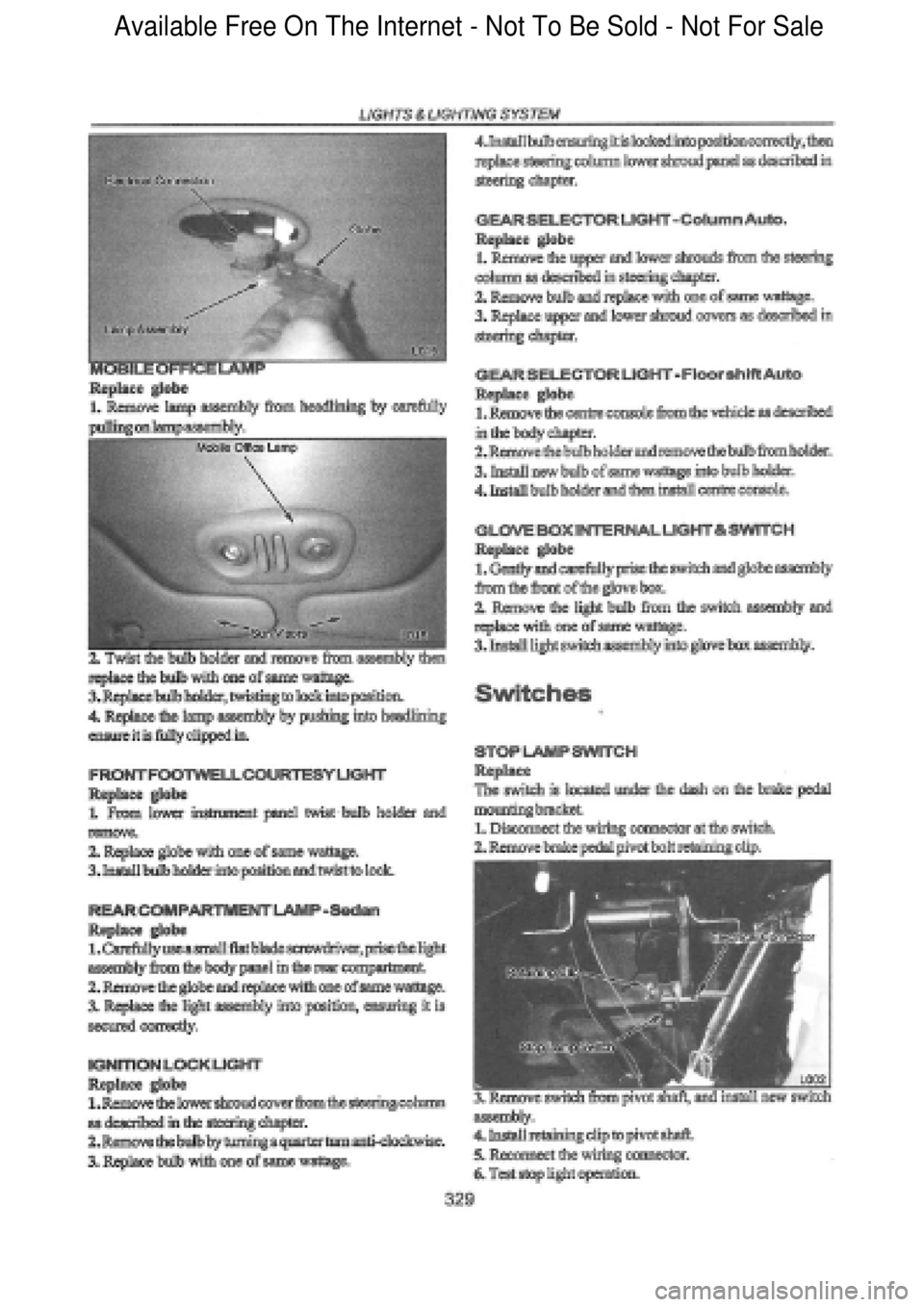 FORD FALCON 1998  Workshop Manual  Available Free On The Internet - Not To Be Sold - Not For Sale    