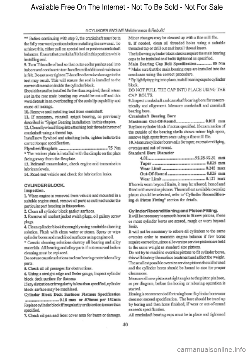 FORD FALCON 1998  Workshop Manual  Available Free On The Internet - Not To Be Sold - Not For Sale    