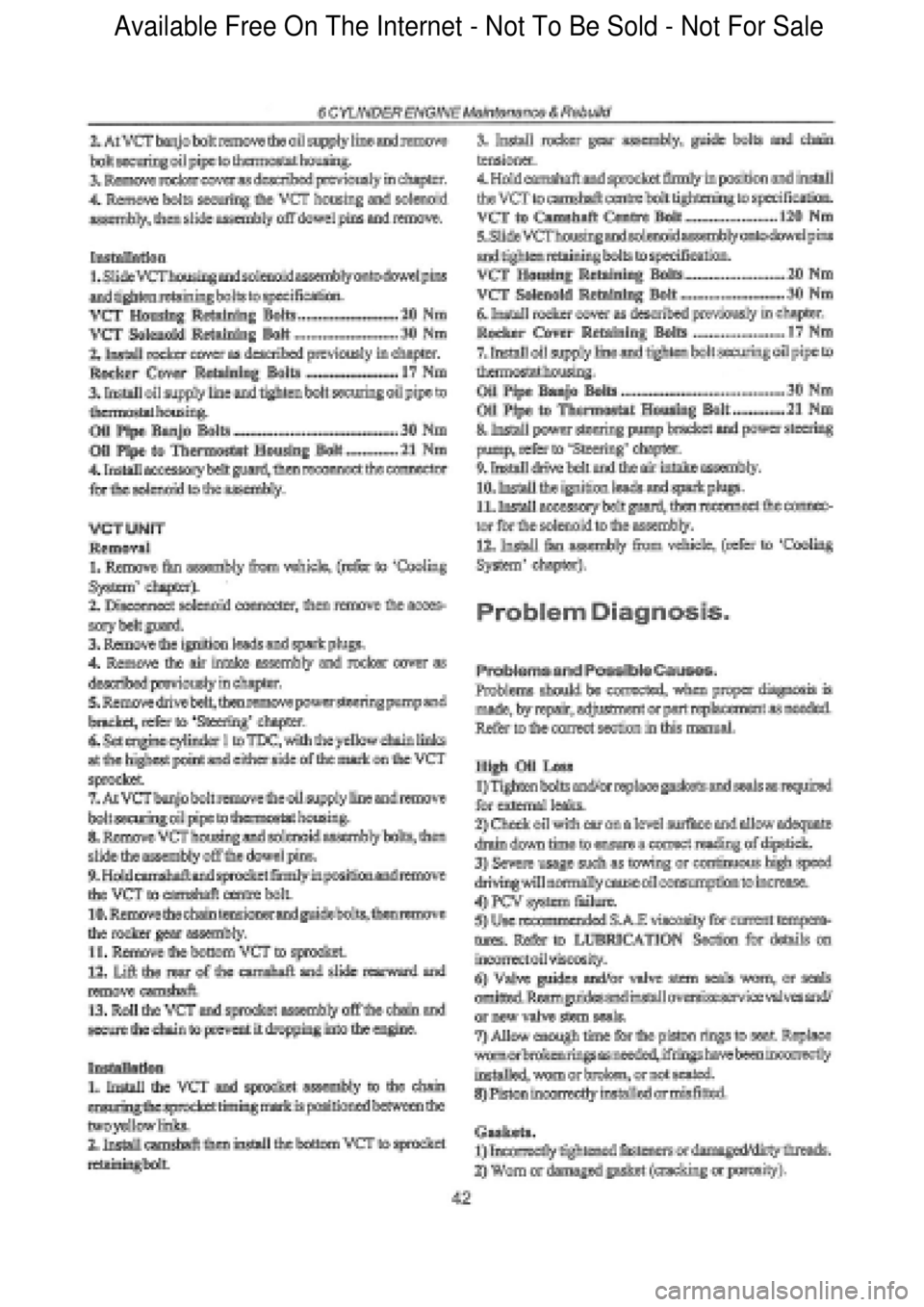 FORD FALCON 1998  Workshop Manual  Available Free On The Internet - Not To Be Sold - Not For Sale    