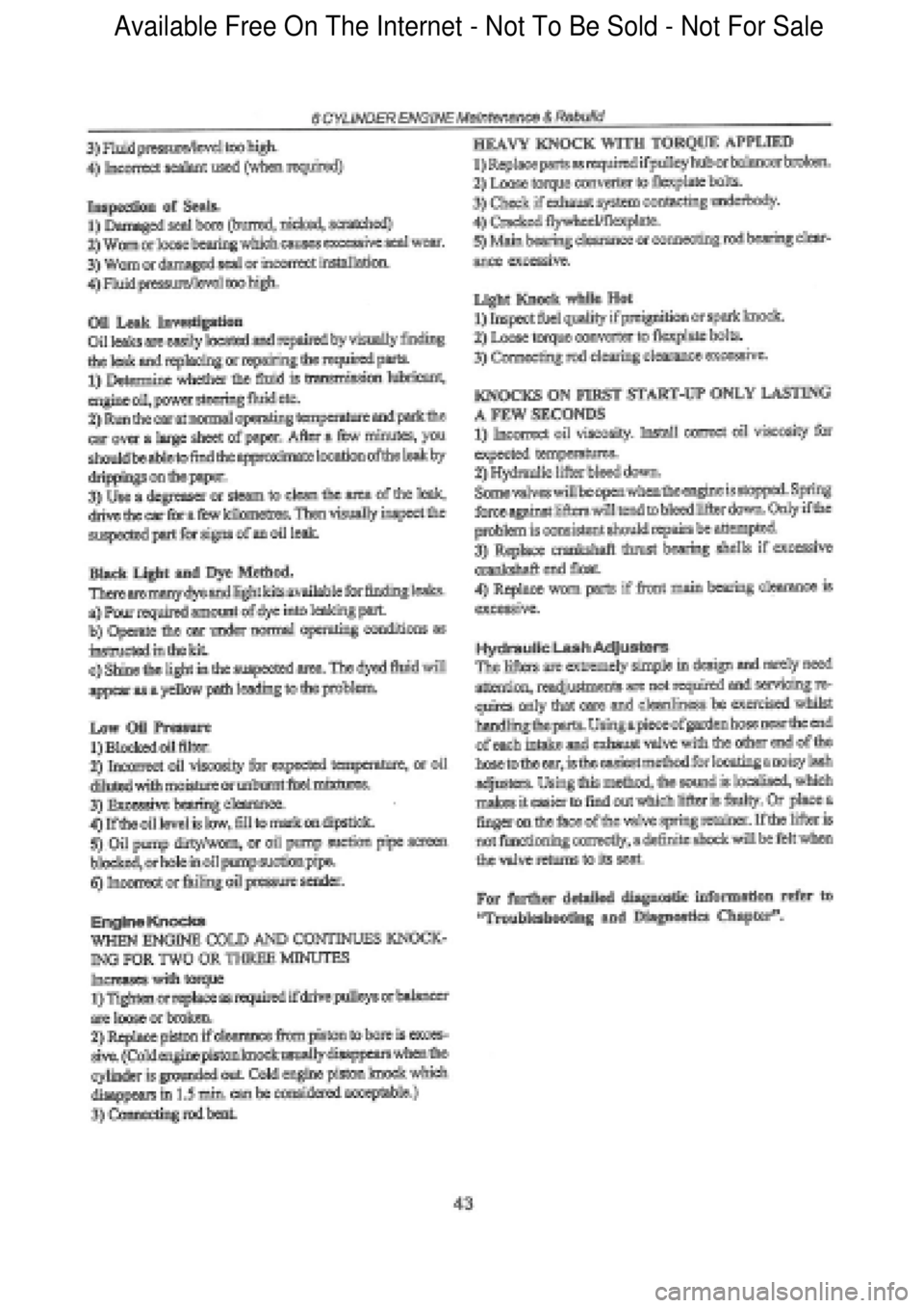 FORD FALCON 1998  Workshop Manual  Available Free On The Internet - Not To Be Sold - Not For Sale    