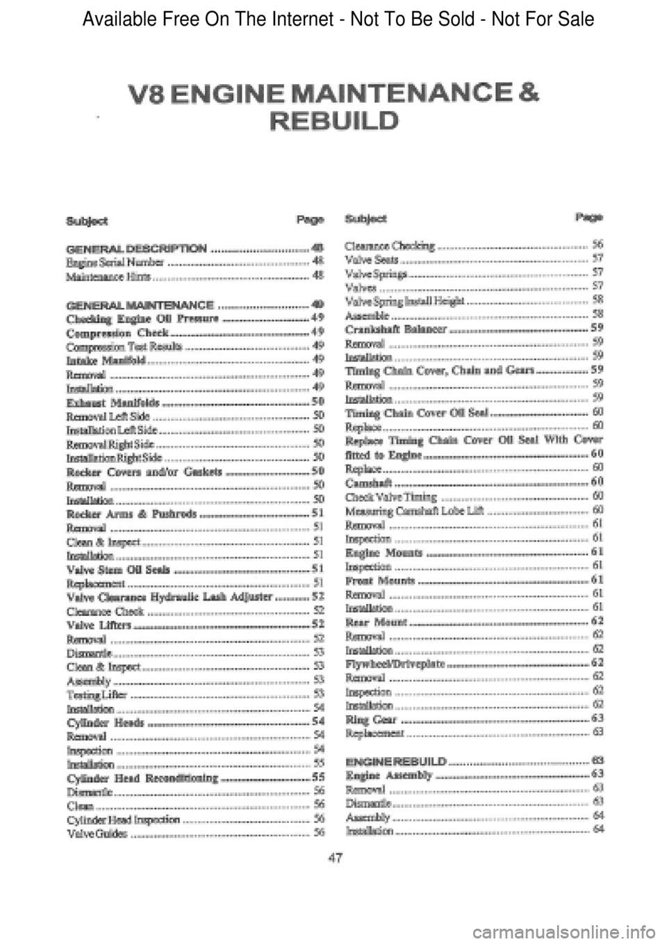 FORD FALCON 1998  Workshop Manual  Available Free On The Internet - Not To Be Sold - Not For Sale    