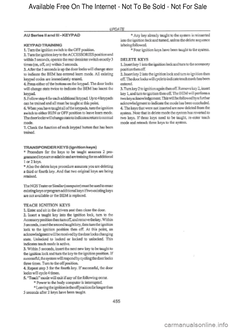 FORD FALCON 1998  Workshop Manual  Available Free On The Internet - Not To Be Sold - Not For Sale    