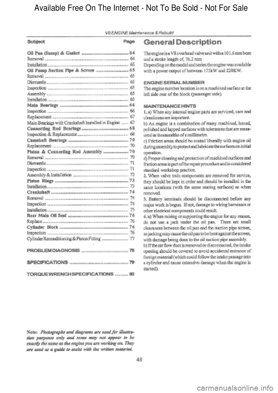 FORD FALCON 1998  Workshop Manual  Available Free On The Internet - Not To Be Sold - Not For Sale    