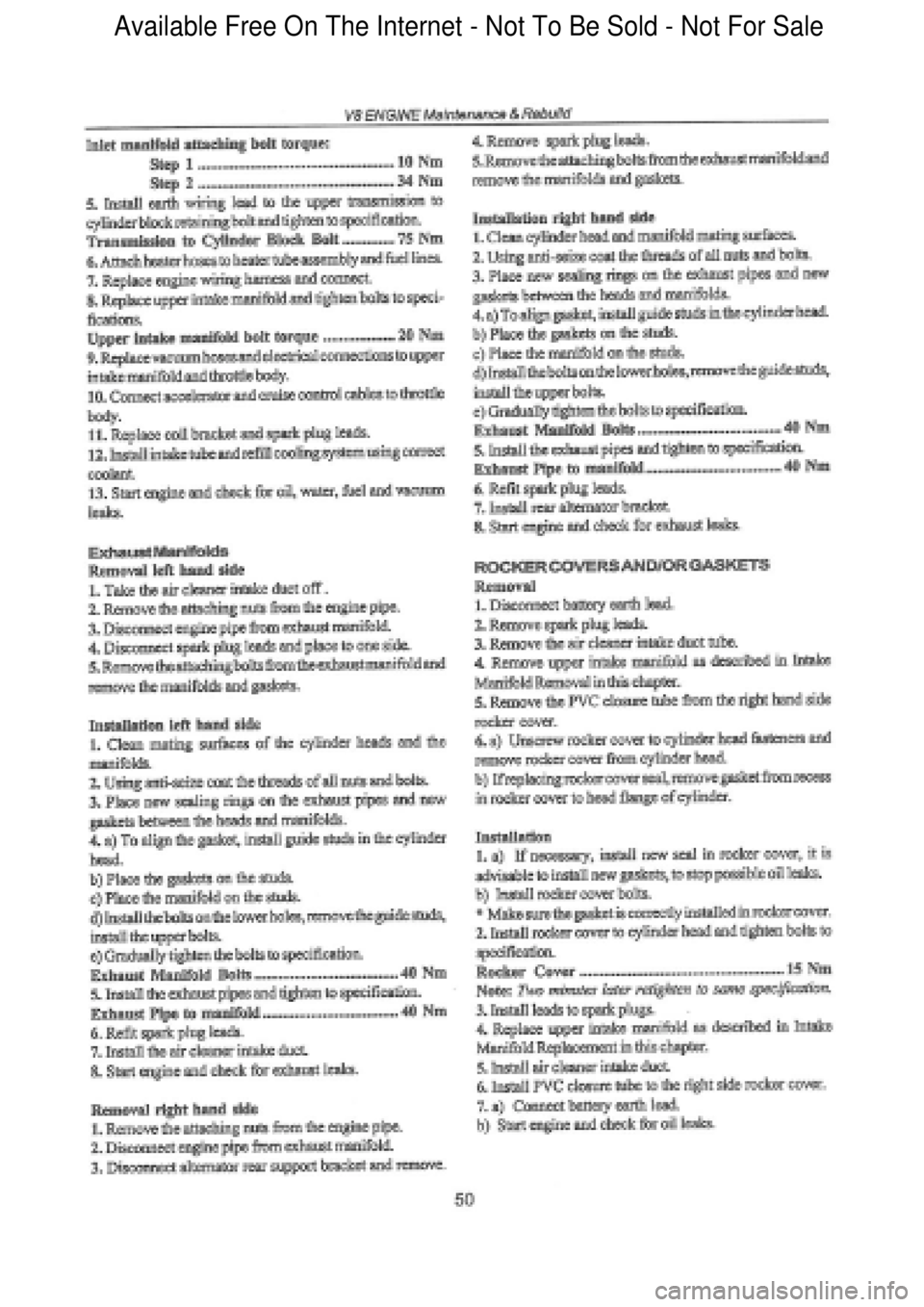 FORD FALCON 1998  Workshop Manual  Available Free On The Internet - Not To Be Sold - Not For Sale    