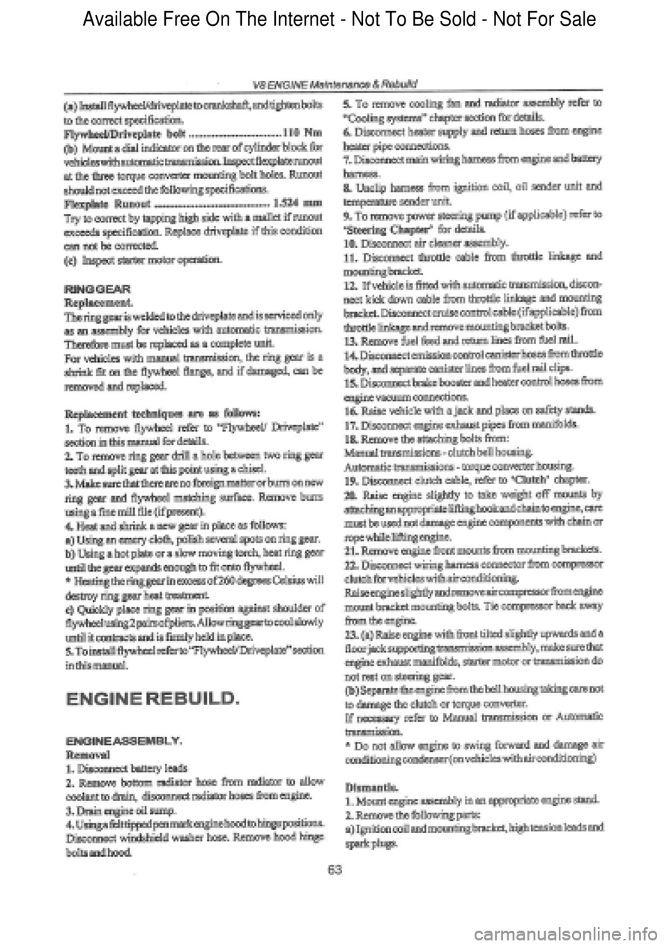 FORD FALCON 1998  Workshop Manual  Available Free On The Internet - Not To Be Sold - Not For Sale    
