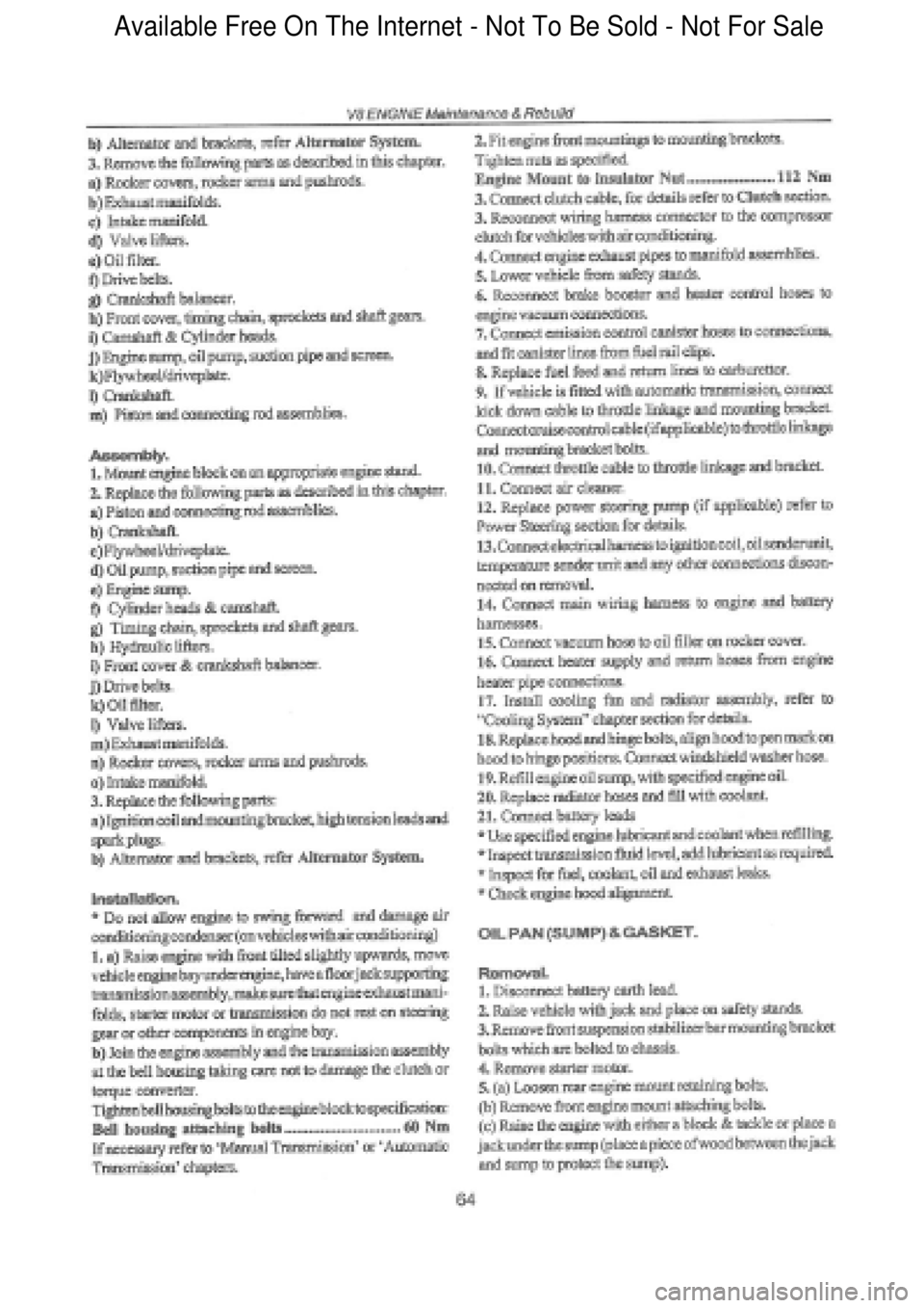 FORD FALCON 1998  Workshop Manual  Available Free On The Internet - Not To Be Sold - Not For Sale    