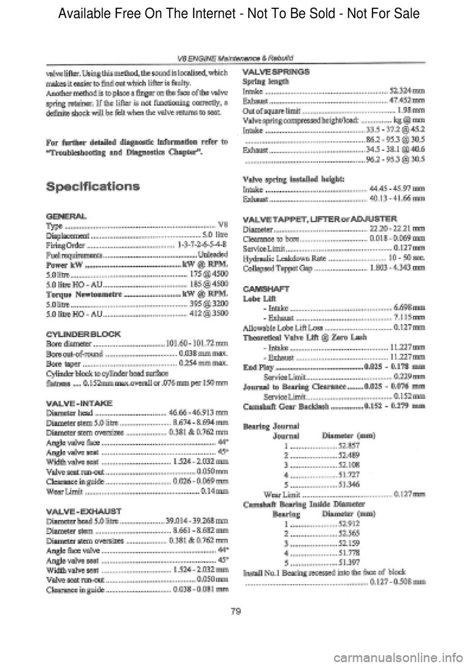 FORD FALCON 1998  Workshop Manual  Available Free On The Internet - Not To Be Sold - Not For Sale    