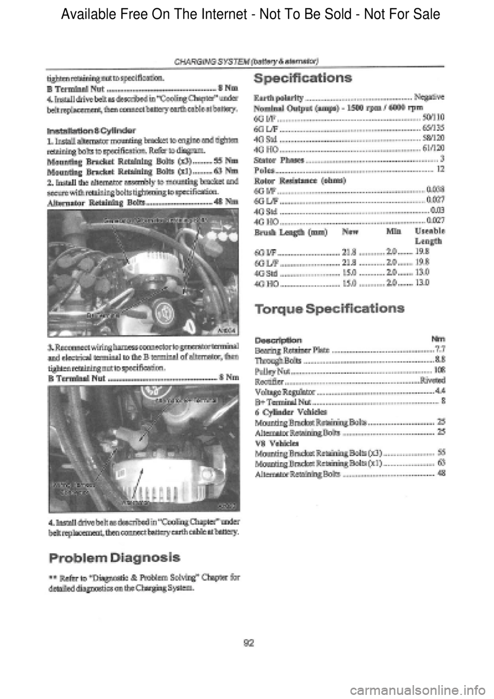 FORD FALCON 1998  Workshop Manual  Available Free On The Internet - Not To Be Sold - Not For Sale    