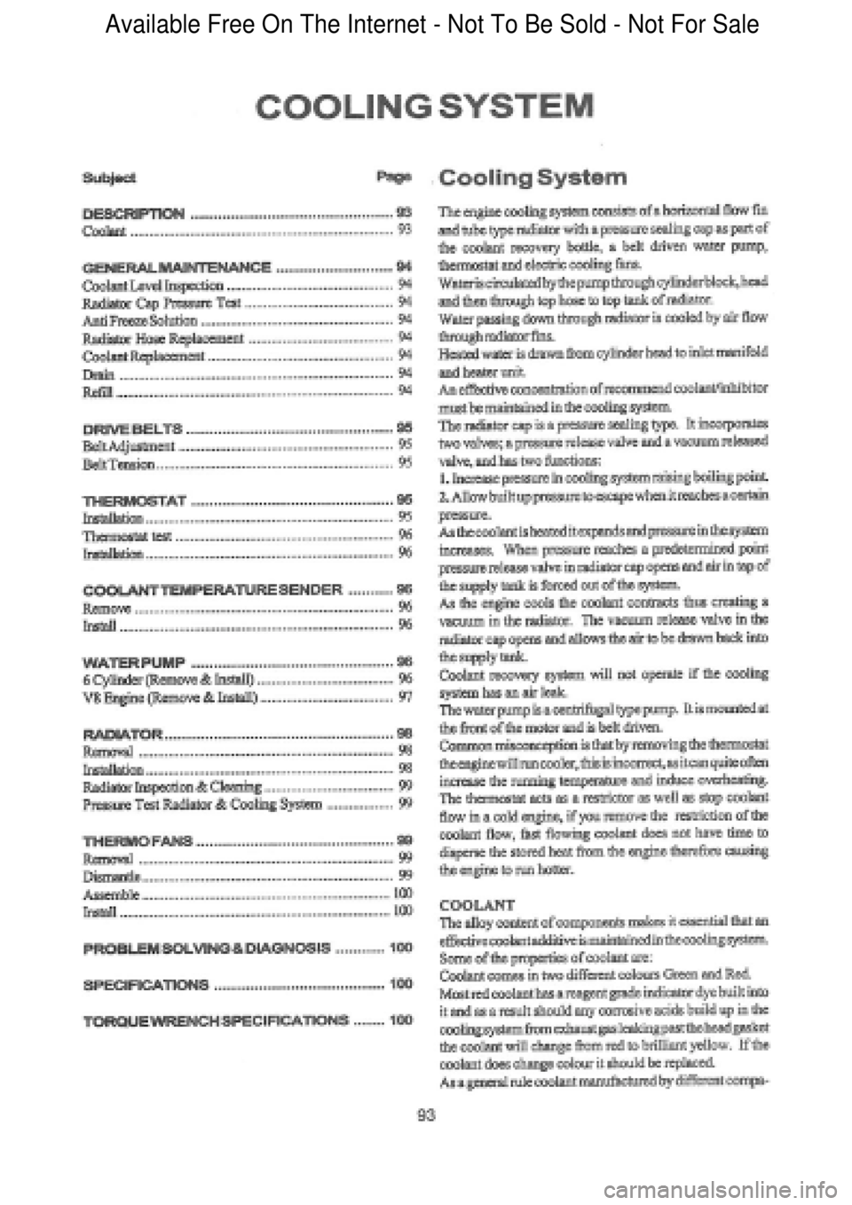 FORD FALCON 1998  Workshop Manual  Available Free On The Internet - Not To Be Sold - Not For Sale    