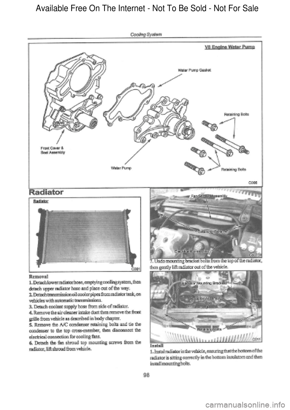 FORD FALCON 1998  Workshop Manual  Available Free On The Internet - Not To Be Sold - Not For Sale    