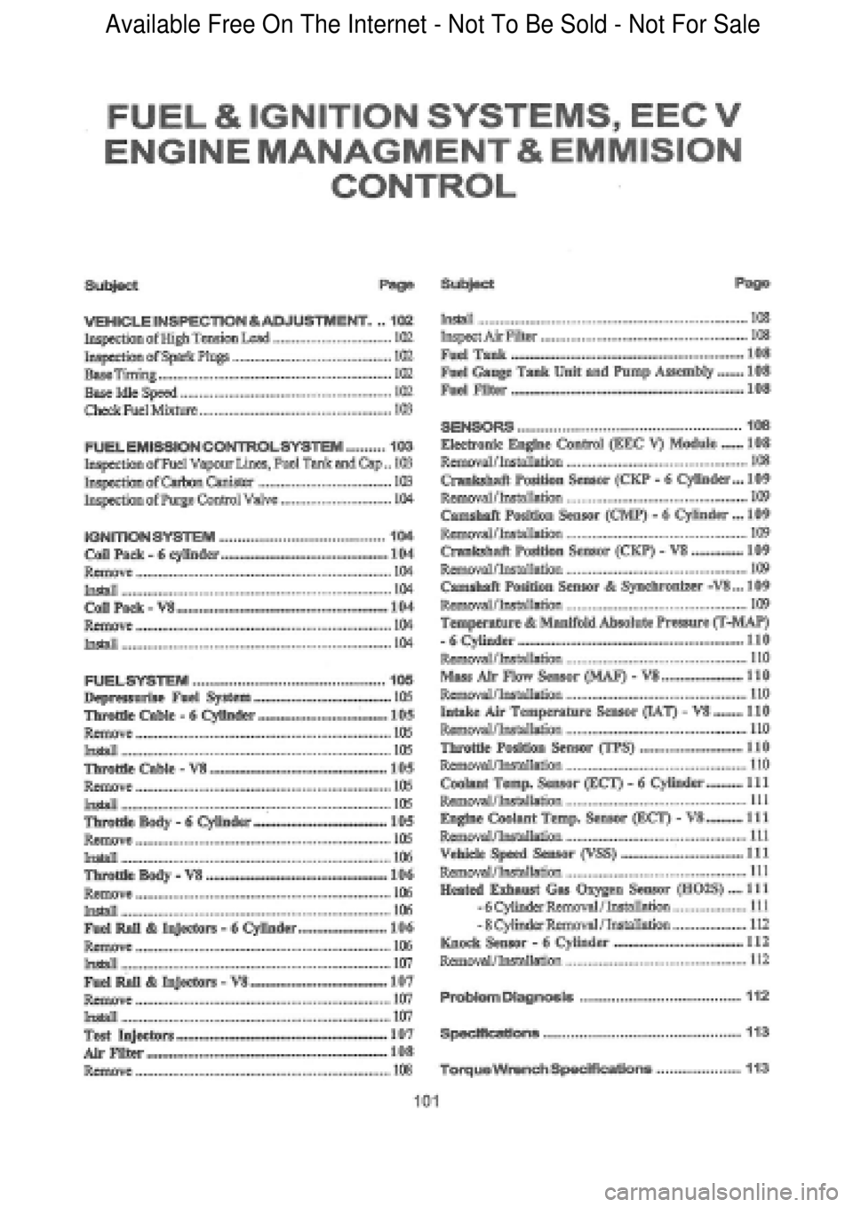 FORD FALCON 1998  Workshop Manual  Available Free On The Internet - Not To Be Sold - Not For Sale    
