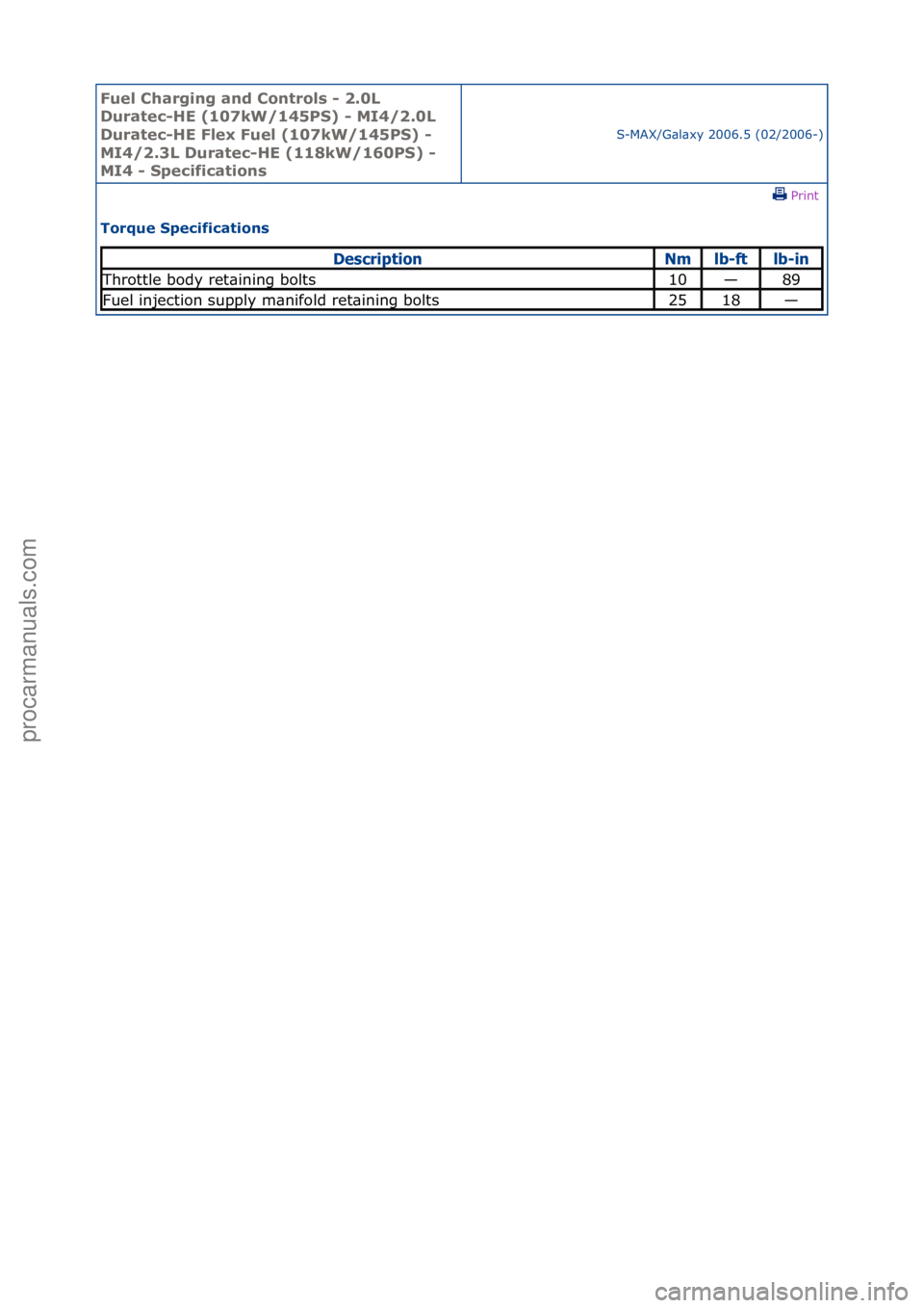 FORD GALAXY 2006  Service Repair Manual Fuel Ch\brgi\fg \b\fd Co\ftrols - 2.0L 
Dur\btec-HE (107kW/145PS) - MI4/2.0L 
Dur\btec-HE Flex Fuel (107kW/145PS) - 
MI4/2.3L Dur\btec-HE (118kW/160PS) - 
MI4 - Specific\btio\fs
S-MAX/G\bl\bxy\f2006.5