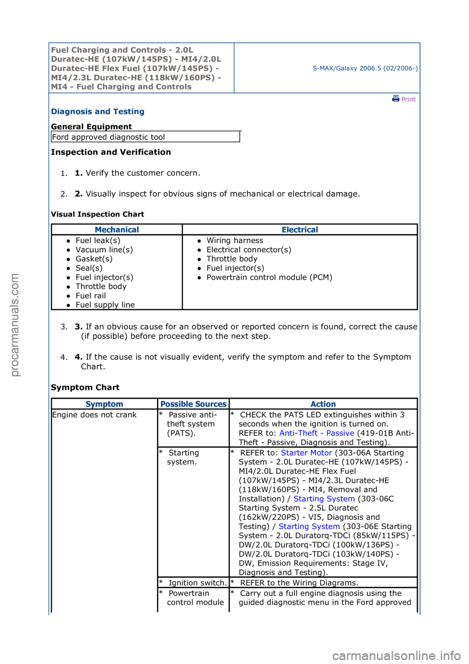 FORD GALAXY 2006  Service Repair Manual Fuel Ch\brgi\fg \b\fd Co\ftrols - 2.0L 
Dur\btec-HE (107kW/145PS) - MI4/2.0L 
Dur\btec-HE Flex Fuel (107kW/145PS) - 
MI4/2.3L Dur\btec-HE (118kW/160PS) - 
MI4 - Fuel Ch\brgi\fg \b\fd Co\ftrols
S-MAX/G