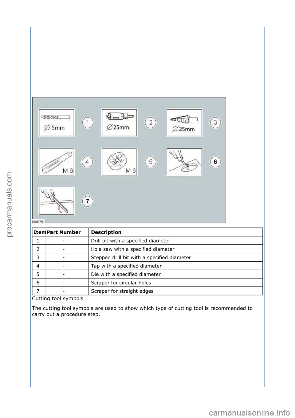 FORD GALAXY 2006  Service Repair Manual \f\fDescrip\fion 
Drill\fbit\fwith\f\b\fspecified\fdi\bmeter\f
Hole\fs\bw\fwith\f\b\fspecified\fdi\bmeter\f
Stepped\fdrill\fbit\fwith\f\b\fspecified\fdi\bmeter\f
T\bp\fwith\f\b\fspecified\fdi\bmeter\f